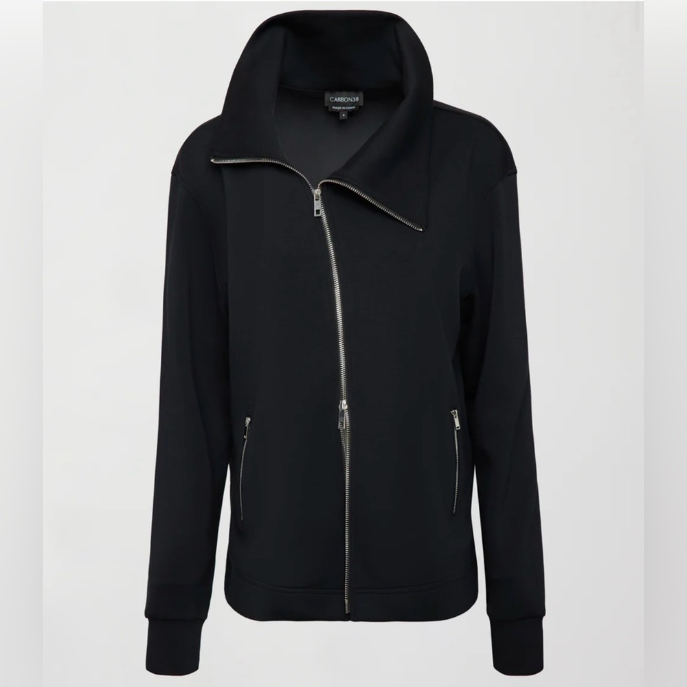 Carbon 38 knit jacket with asymmetrical zipper